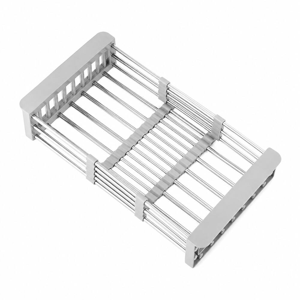 Cheer Collection Stainless Steel Adjustable Over Sink Dish Drying Drain Rack